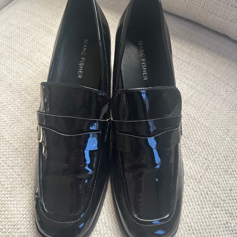 Marc Fisher Black Patent Slip-On Loafers